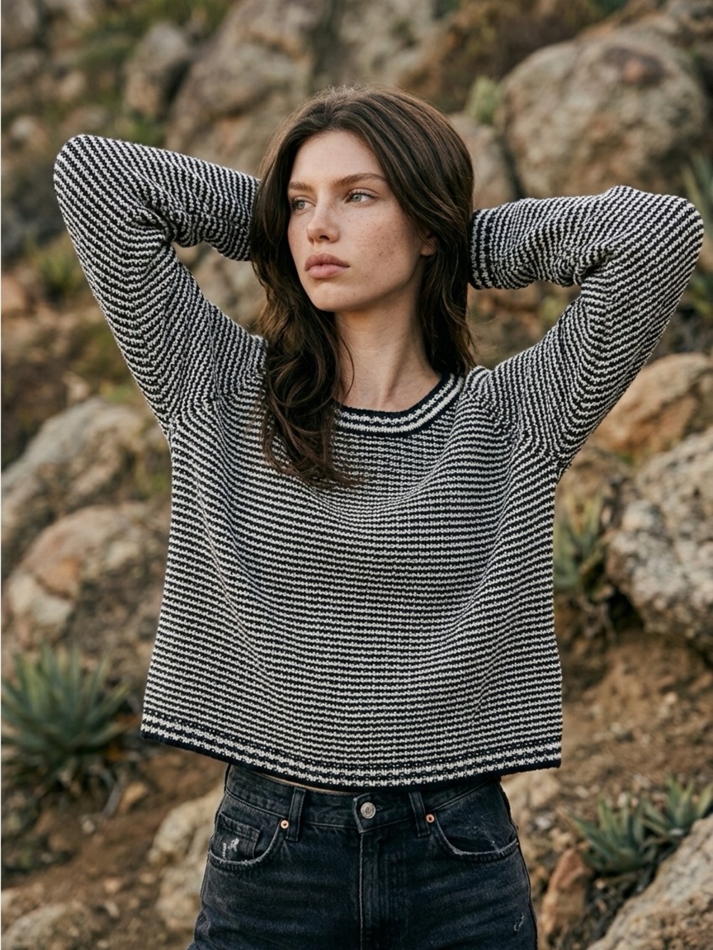TWENTY8TWELVE CEVENKA Trendy Euro Cotton Knit Long Sleeve Cottagecore Sweater- S